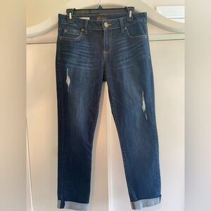 Kut from the Kloth Dark Blue Distressed Boyfriend Jeans